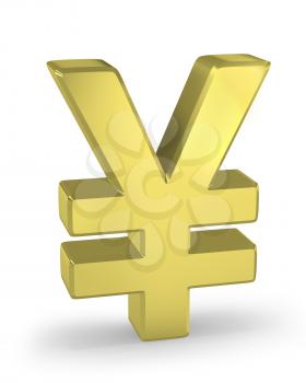 Royalty Free Clipart Image of a Golden Yen Sign