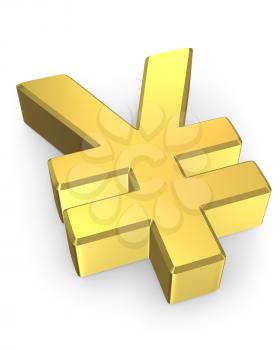 Royalty Free Clipart Image of a Golden Yen Sign