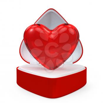 Heart in a heart shaped gift box, isolated on white background