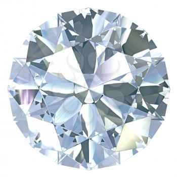 Round, old european cut diamond, isolated on white background