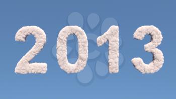 New year 2012 cloud shape, isolated on white background