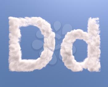 Letter D cloud shape, isolated on white background