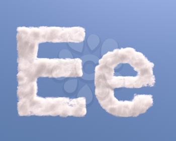 Letter E cloud shape, isolated on white background