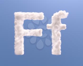 Letter F cloud shape, isolated on white background