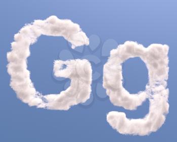 Letter G cloud shape, isolated on white background