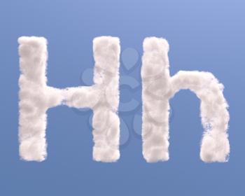 Letter H cloud shape, isolated on white background