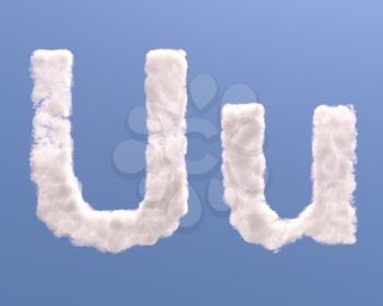 Letter U cloud shape, isolated on white background