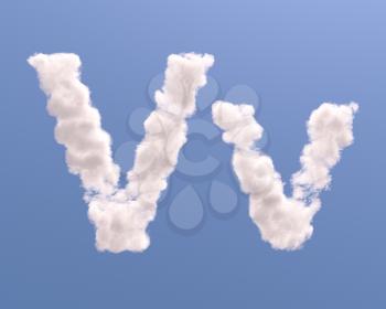 Letter V cloud shape, isolated on white background