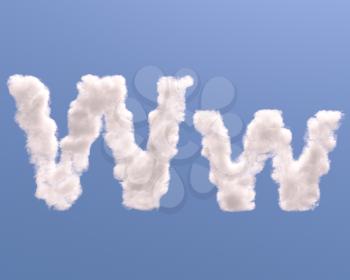 Letter W cloud shape, isolated on white background
