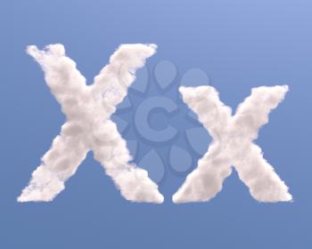 Letter X cloud shape, isolated on white background