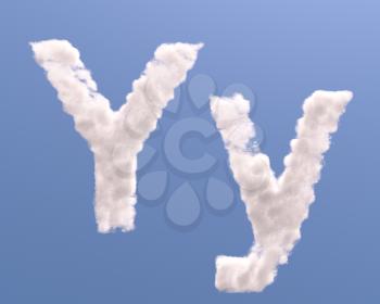 Letter Y cloud shape, isolated on white background