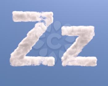 Letter Z cloud shape, isolated on white background