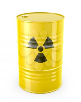 Barrel with radioactive symbol, isolated on white background