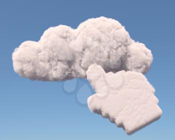 Cloud with hand cursor, cloud computing concept