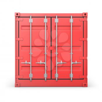 Single red container, front view, isolated on white background