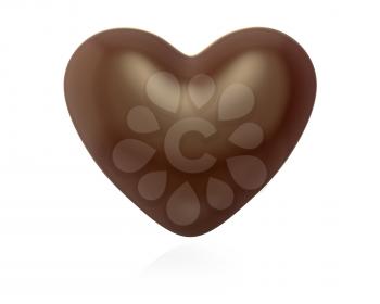 Heart shaped chocolate candy, isolated on white