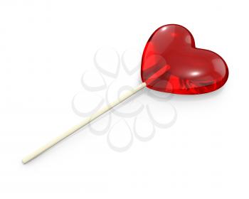 Heart shaped lollipop, isolated on white background