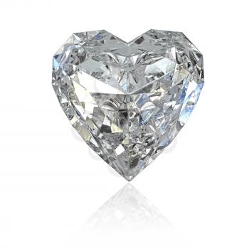 Heart shaped diamond, isolated on white background