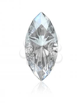 Marquise cut diamond, isolated on white background