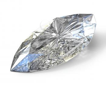 Marquise cut diamond, isolated on white background