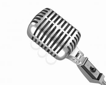 Classic microphone closeup, isolated on white background