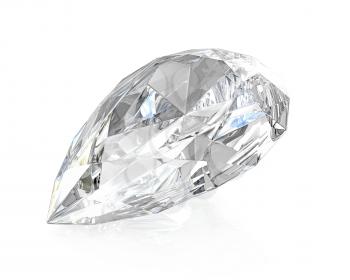 Pear cut diamond, isolated on white background
