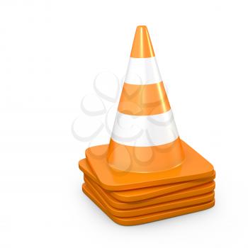 Stack of road cones, isolated on white background