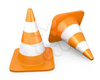 Two traffic cones, isolated on white background