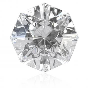 Single cut diamond isolated on white background