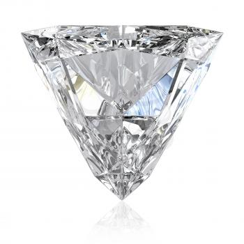 Trilliant cut diamond, isolated on white background
