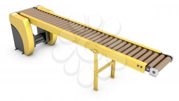 Empty roller conveyor isolated on white background
