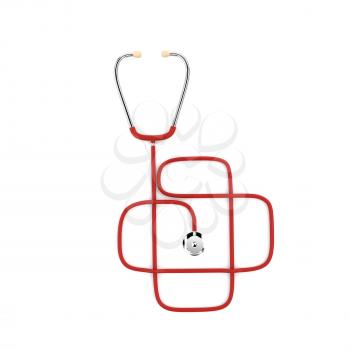 Doctor's stethoscope isolated on a white background. The design of health services. 3d illustration.