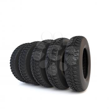 Tire isolated on white background. 3D illustration.