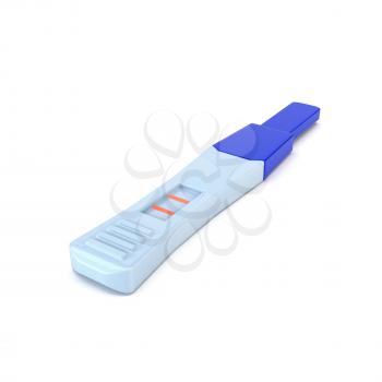 A pregnancy test with a positive result is isolated on a white background. 3d illustration.