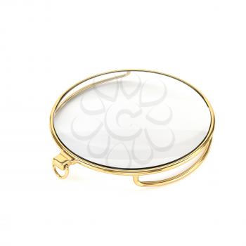 Gold monocle, isolated on a white background. 3d illustration.