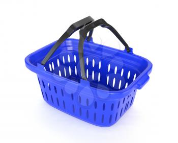 Blue plastic basket isolated on white background. 3d illustration.