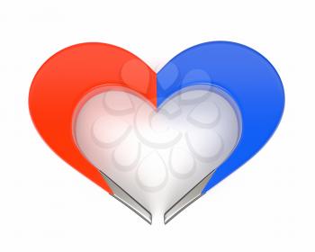 Heart Magnet isolated on white background. The concept of attracting love, happiness and family relations. 3d illustration.