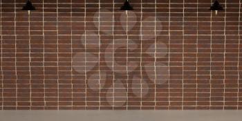 The outer brick wall of the building and the lamp. 3d rendering