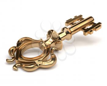 Vintage shiny golden key. Vector illustration.