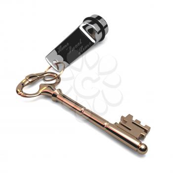 Set golden key in the old style and the key of the intercom isolated on white background. Home Sweet Home. Vector illustration.