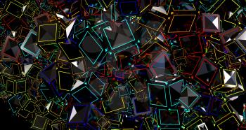 Bright abstract background with cubes. 3d rendering.