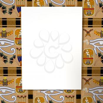 Bright white canvas on a bright background with the Egyptian ethnic ornament. Tribal background. 3d rendering.