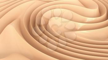 Abstract background with curls of delicate cream color. 3D rendering