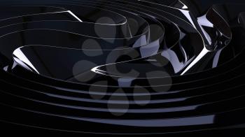 Black abstract shiny background. 3D rendering