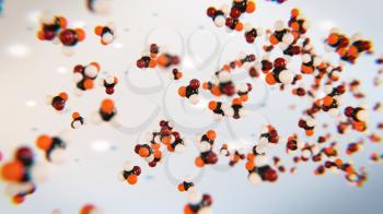 Abstract chemistry background with molecules. 3d illustration of chemical elements