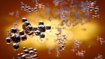 Abstract chemical 3d background with transparent molecules. Chemical elements with strong magnification.