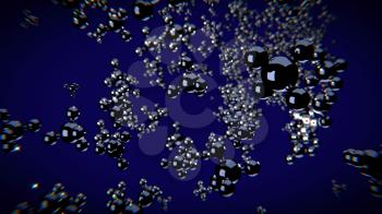 Abstract chemical 3d background with transparent molecules. Chemical elements with strong magnification.