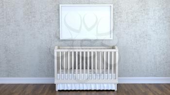 Children's room with a cot. 3D rendering