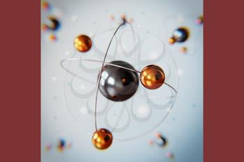 Abstract chemistry background with molecules. 3d illustration of chemical elements