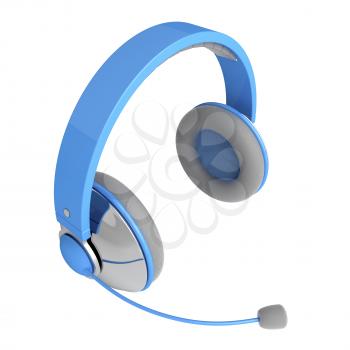 Royalty Free Clipart Image of Blue Headphones with a Microphone